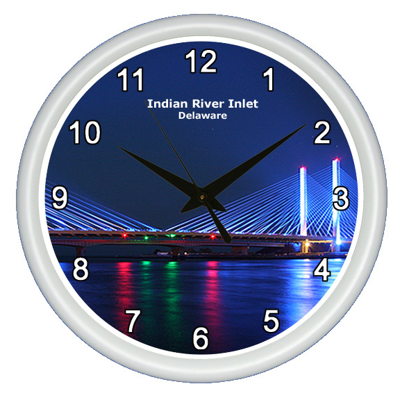 Indian River Inlet Clock - White