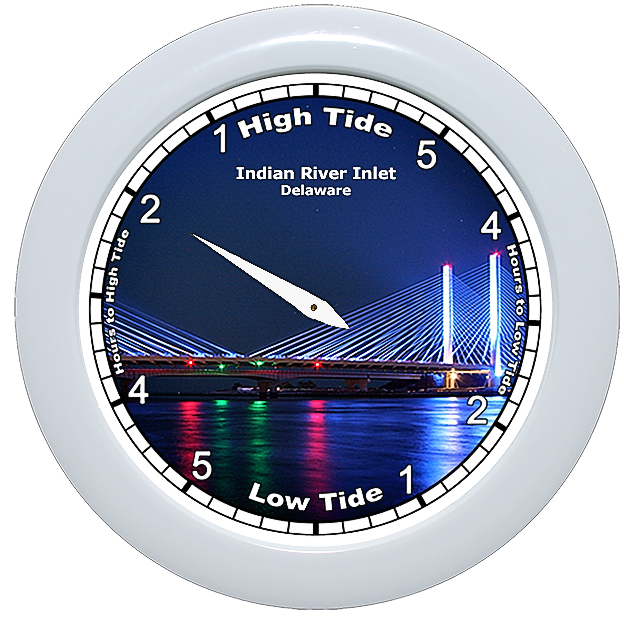 Indian River Inlet Tide Clock - White